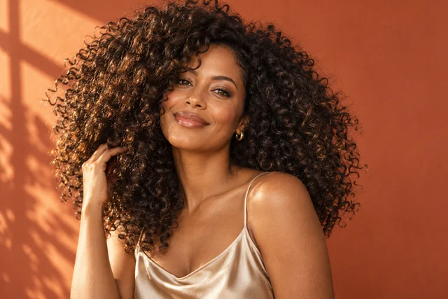 A beauty portrait with full natural curls